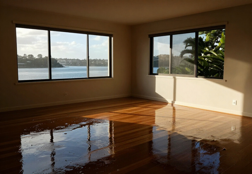 Flooded living room in Matraville before restoration